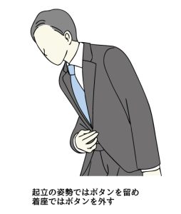 かっこいいスーツ姿を演出するには？着こなしのポイントを徹底解説、ジャケットボタンは立つとき留め、座るとき外す