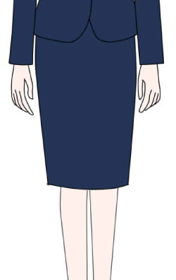 スーツ姿を格上げするスカート丈の選び方！品格ある着こなし3選、スーツのスカート丈の基本ルール、立ったときに膝が隠れる